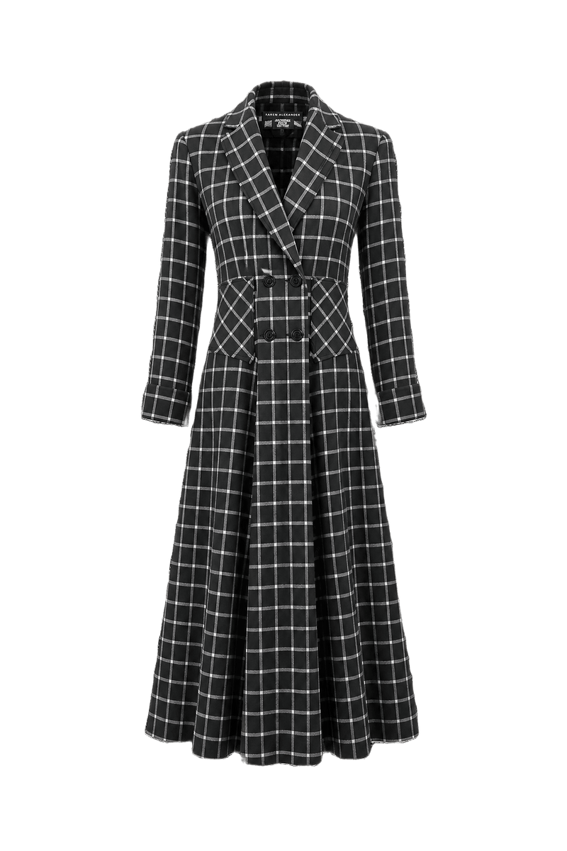 1990s Black Flannel Dress - Front View