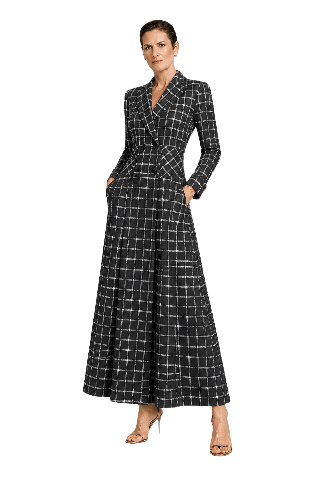 1990s Black Flannel Dress - Model