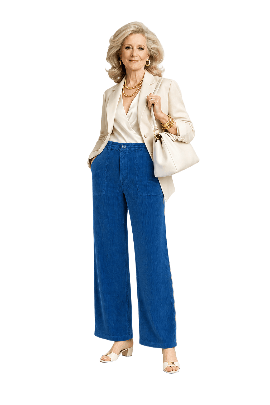 1970s Blue Corduroy Trousers - Model