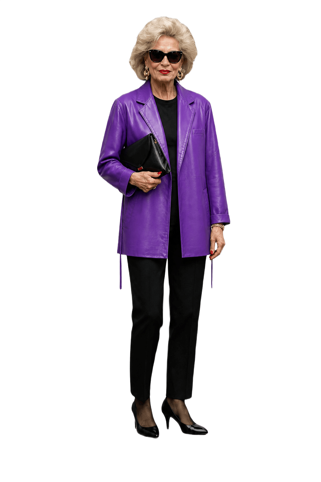 1980s Purple Leather Jacket - Model