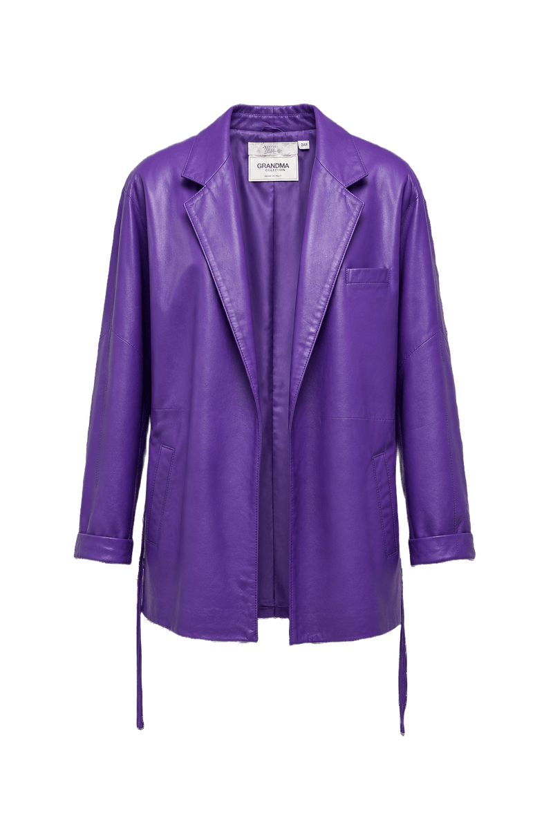 1980s Purple Leather Jacket - Front View