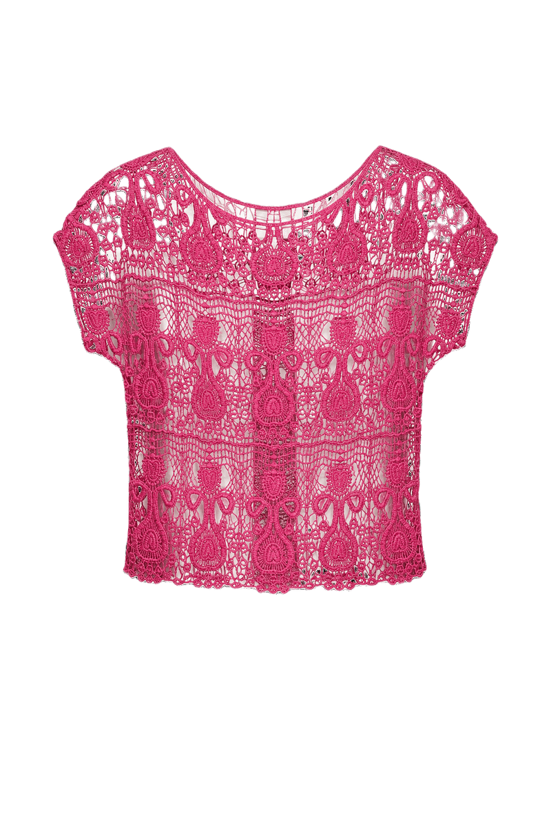 1980s Fuchsia Cotton Blouse - Front View