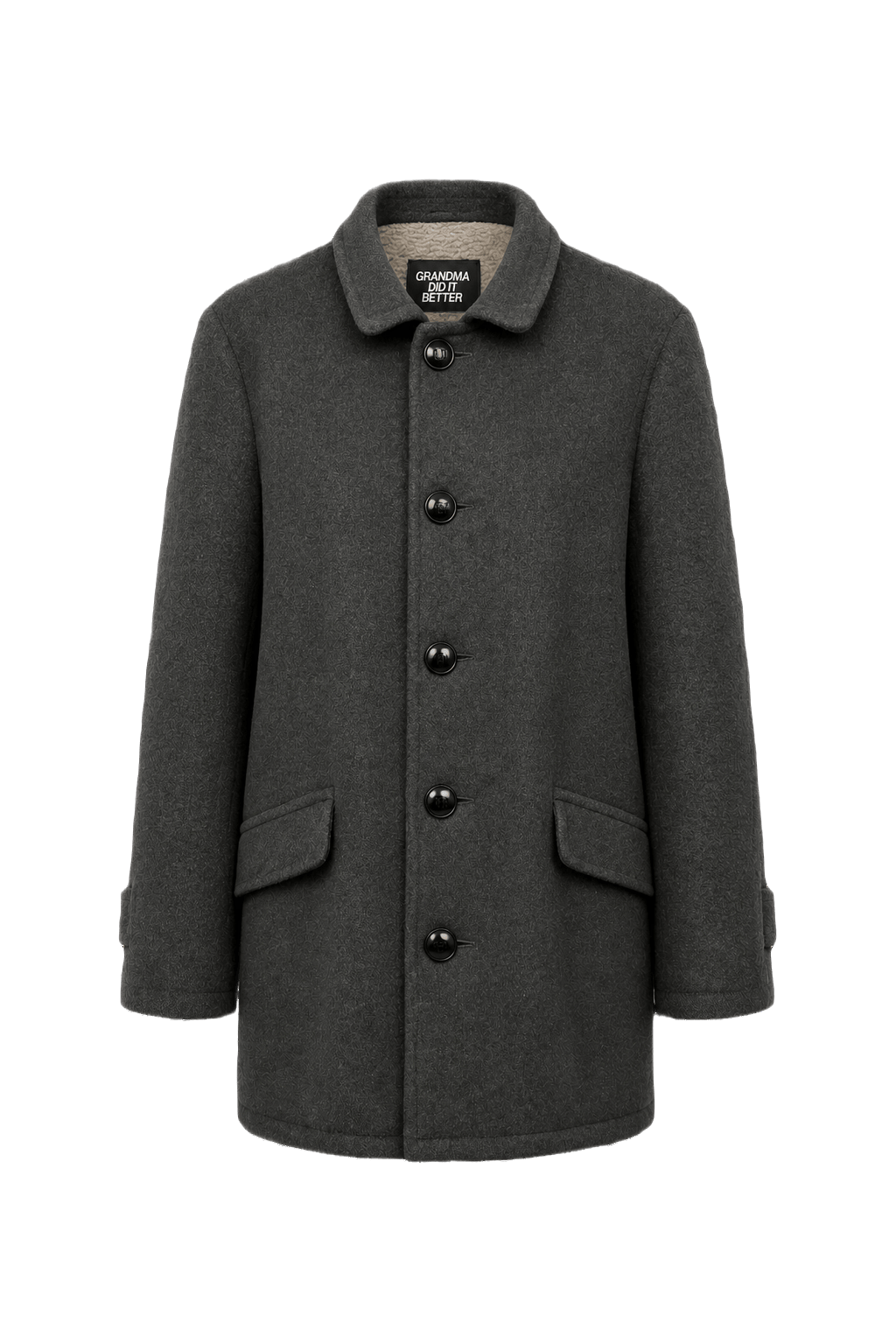 1990s Charcoal Grey Wool Blend Coat - Front View