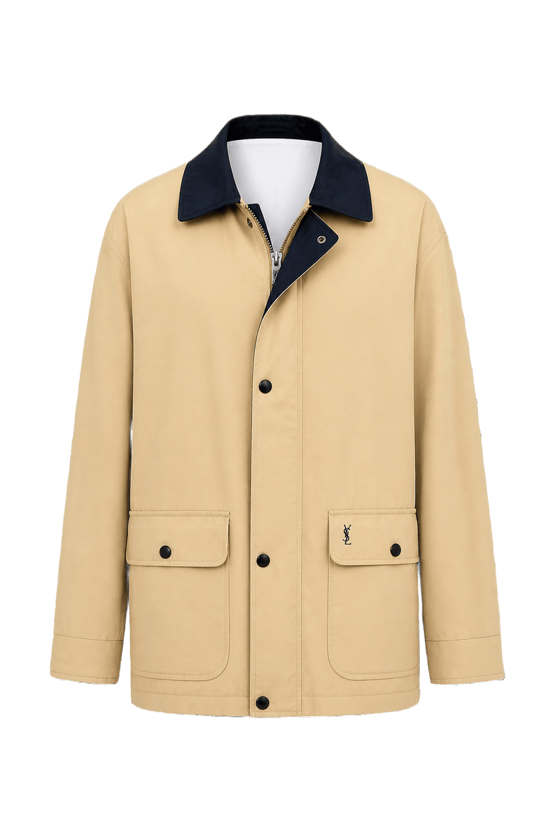 1980s Tan Polyester Jacket - Front View