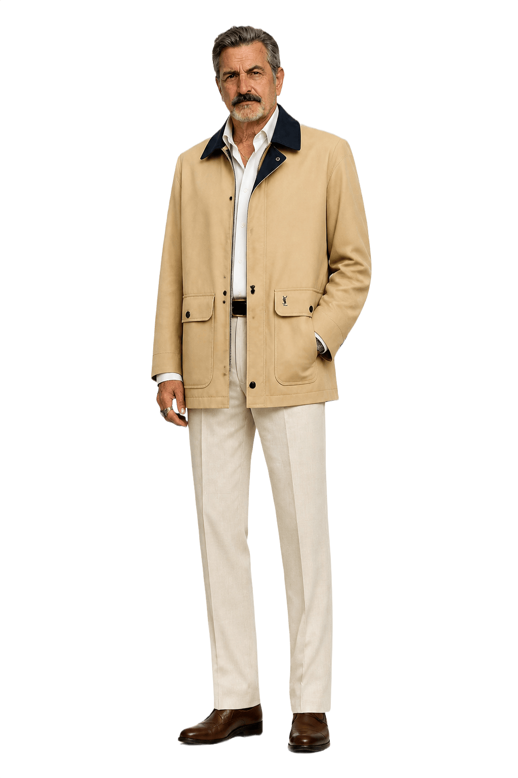 1980s Tan Polyester Jacket - Model