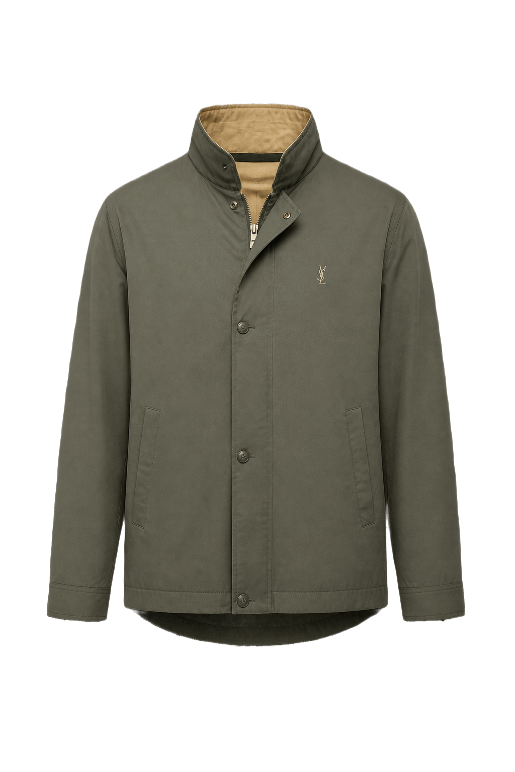 1980s Olive Green Polyester Jacket - Front View