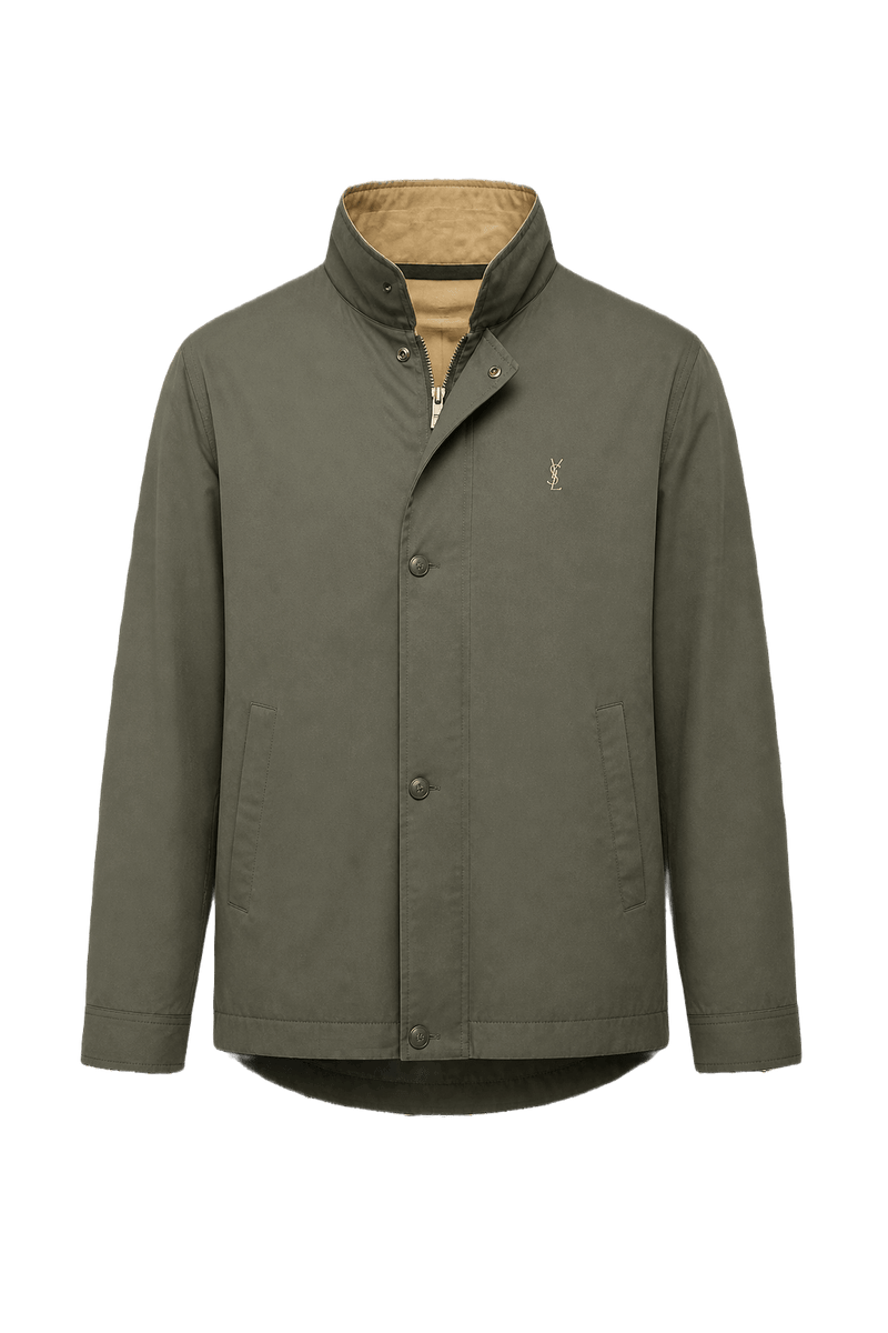 1980s Olive Green Polyester Jacket - Front View