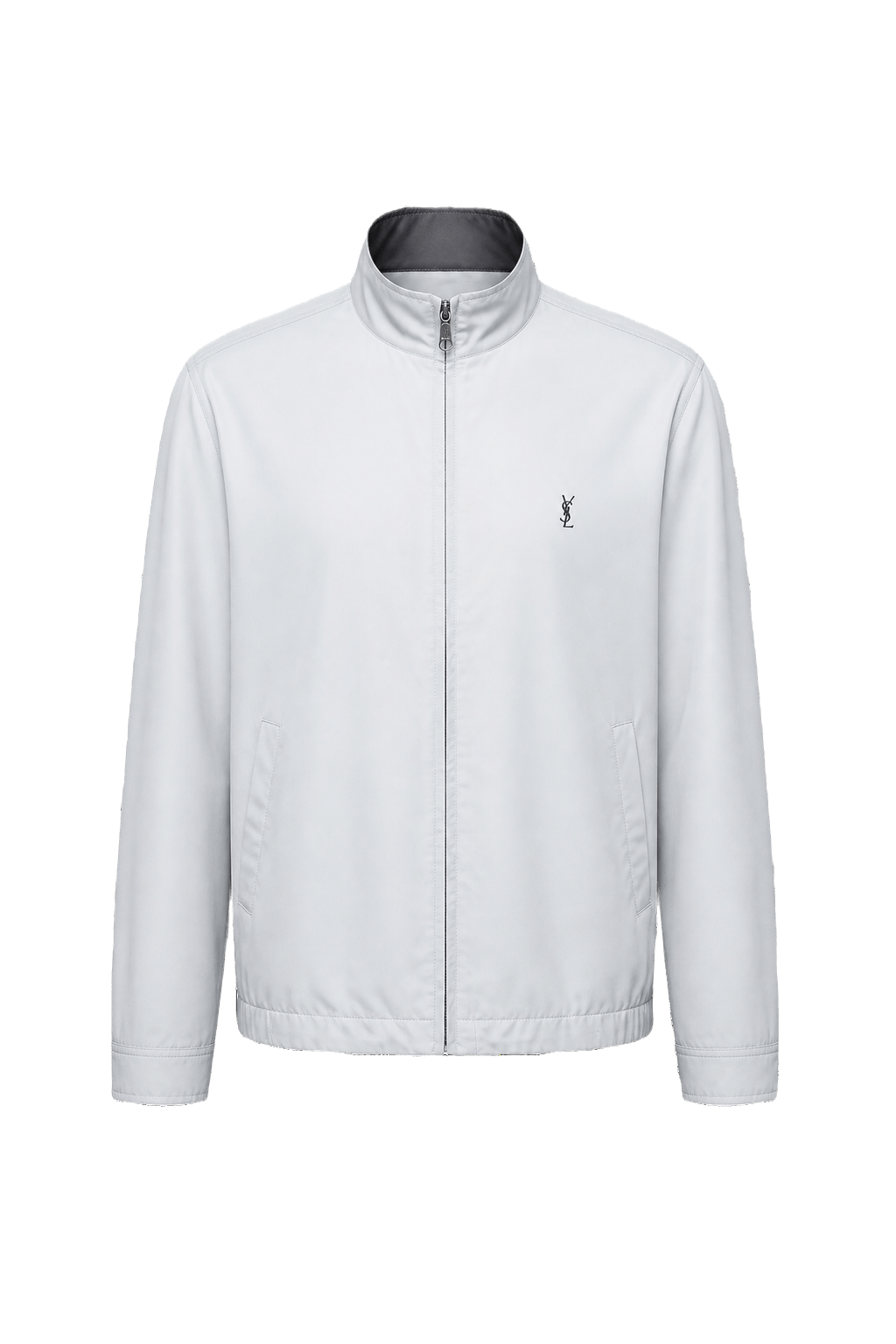 1980s Light Grey Polyester Jacket - Front View
