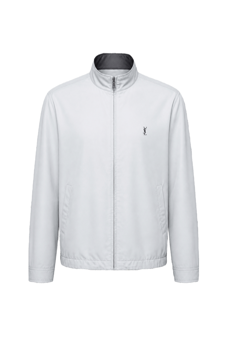 1980s Light Grey Polyester Jacket - Front View