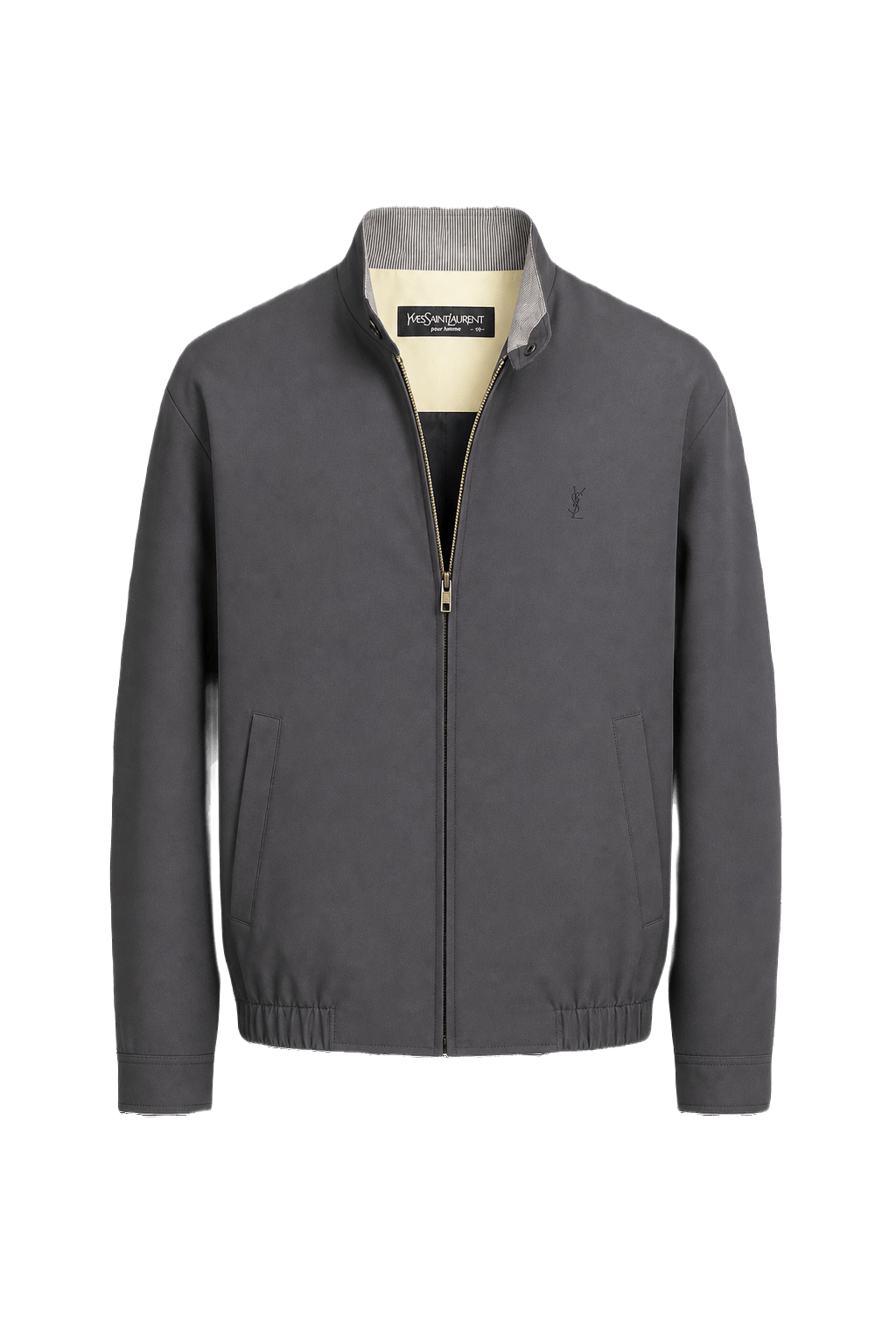 1980s Charcoal Grey Polyester Jacket - Front View