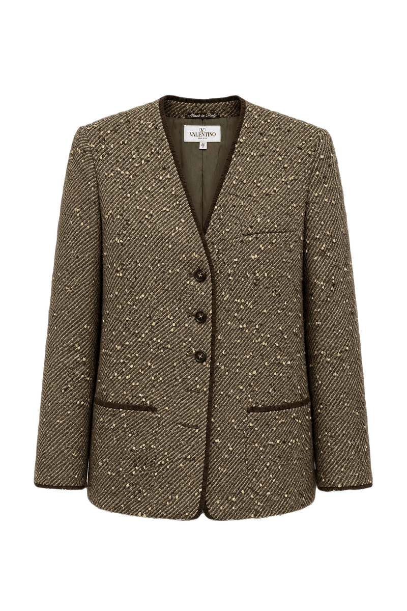 1980s Brown Wool Blazer - Front View