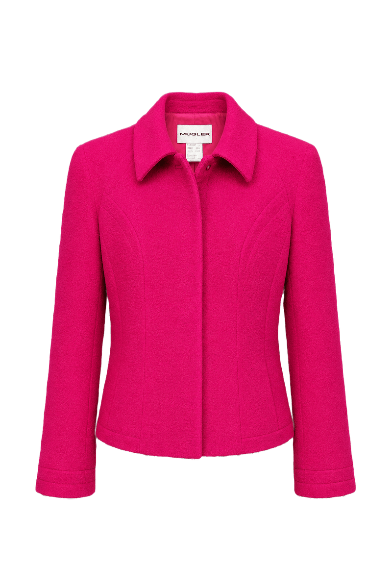 1980s Fuchsia Wool Blend Jacket - Front View