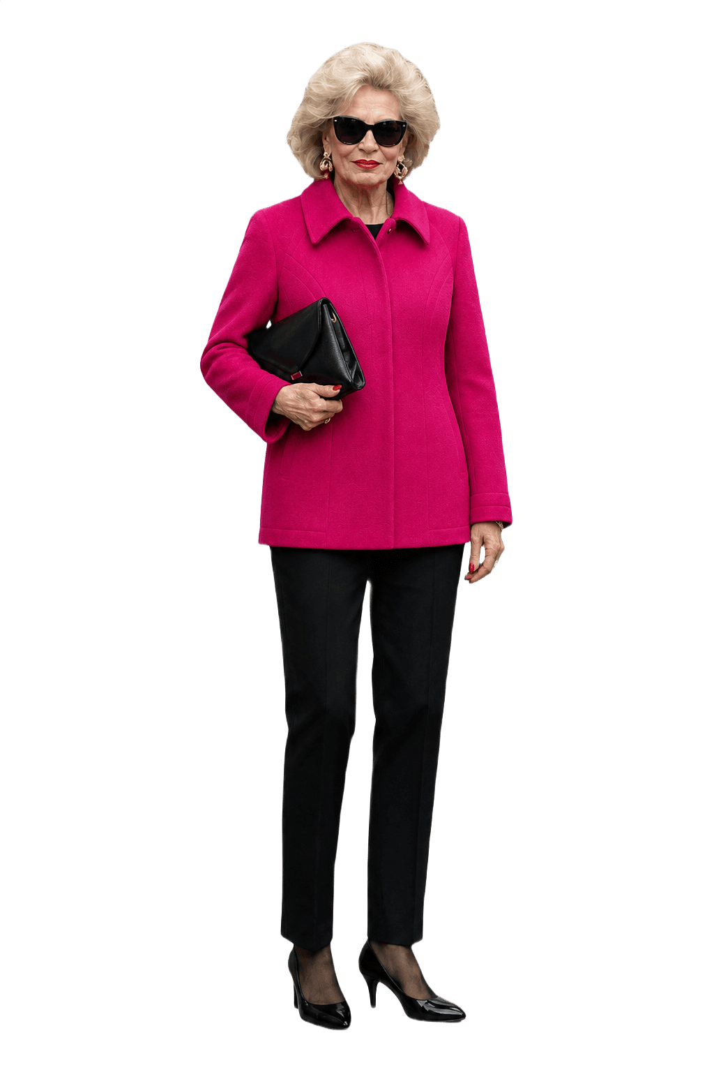 1980s Fuchsia Wool Blend Jacket - Model