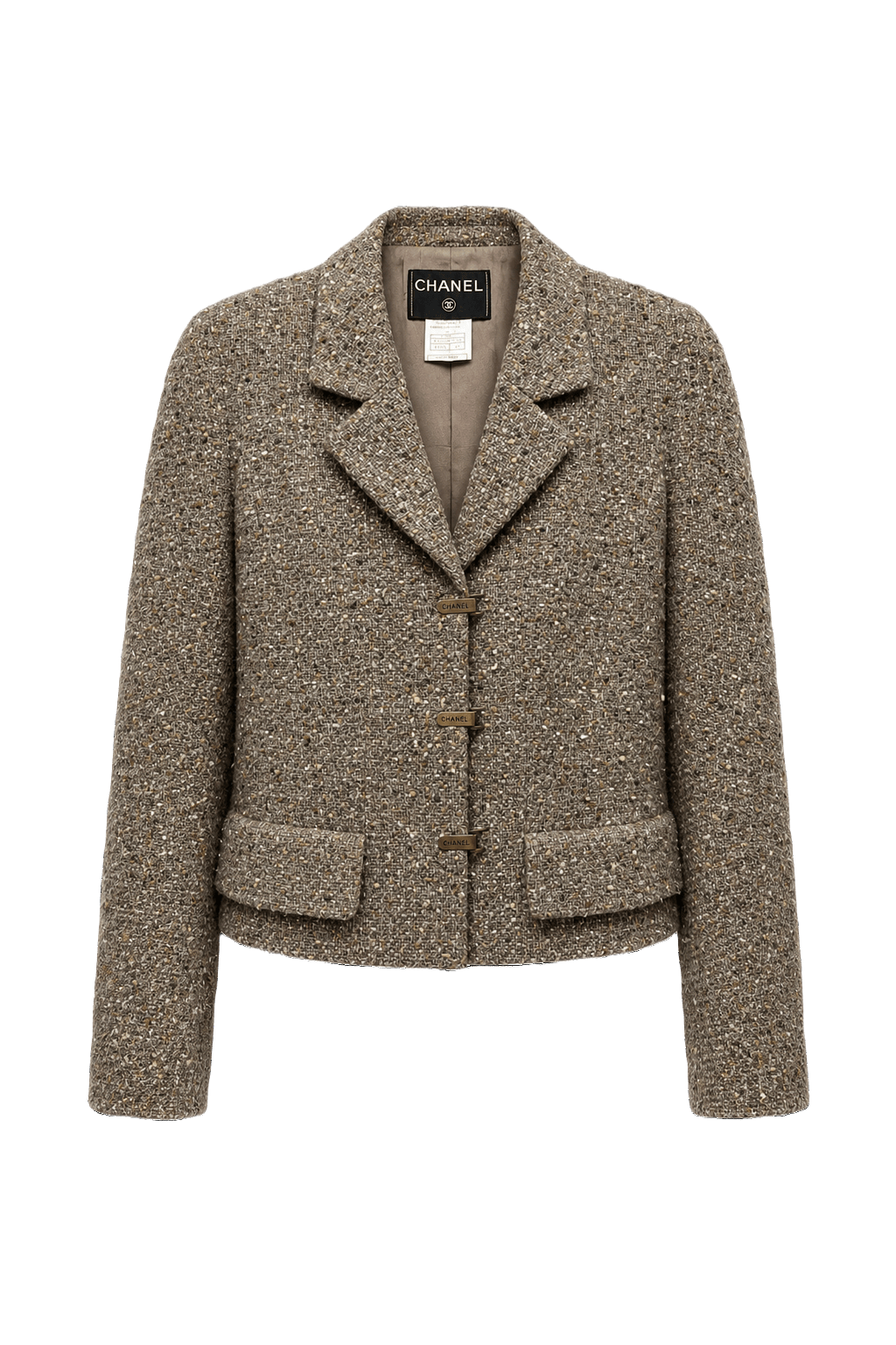 1980s Taupe Wool Blend Jacket - Front View