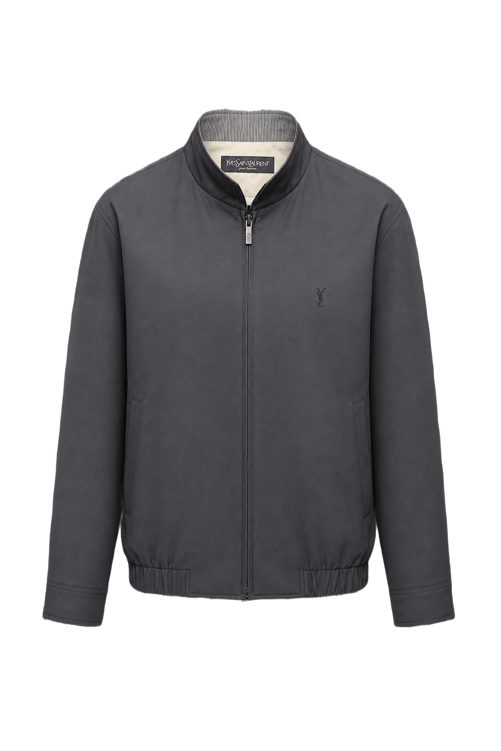 1980s Dark Gray Polyester Jacket - Front View