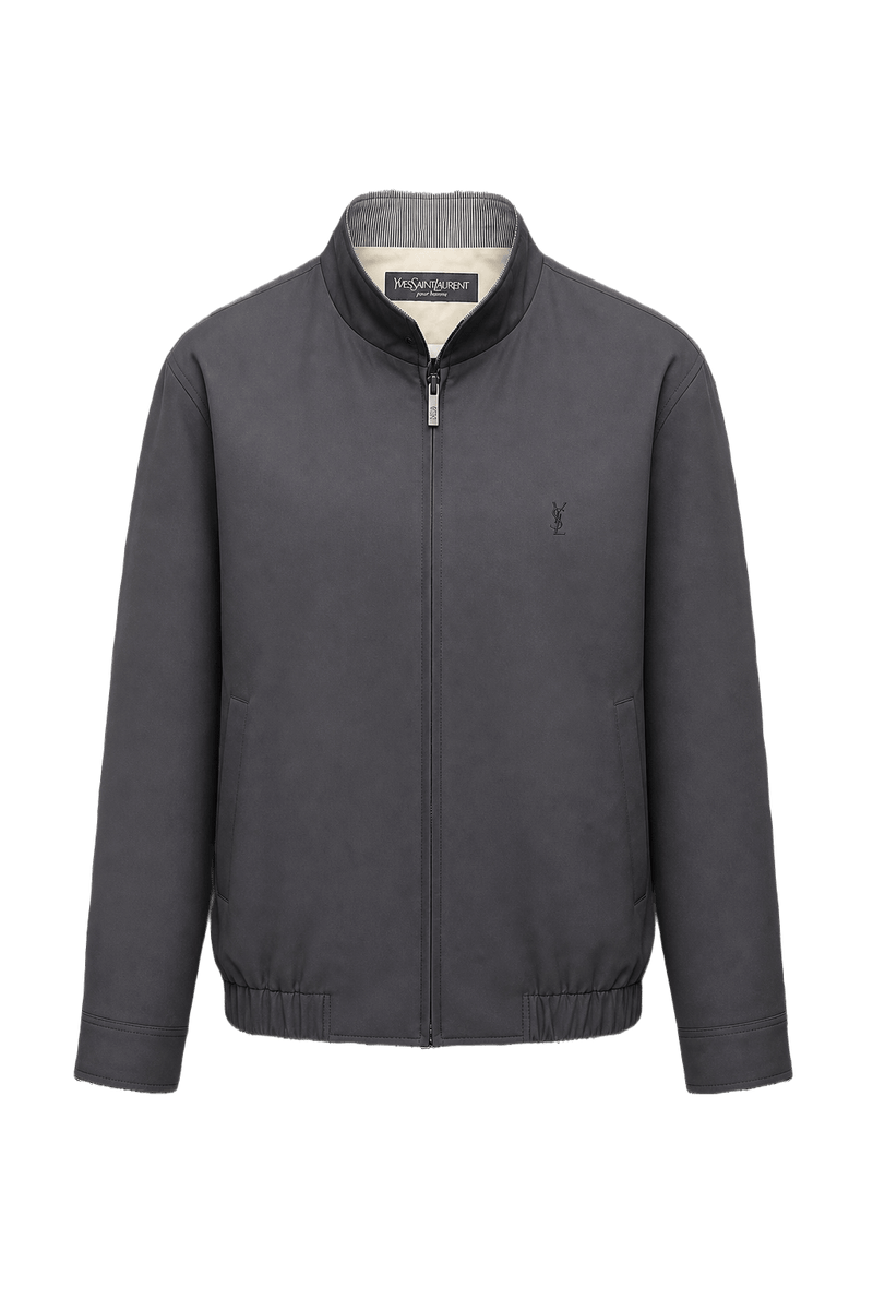 1980s Dark Gray Polyester Jacket - Front View