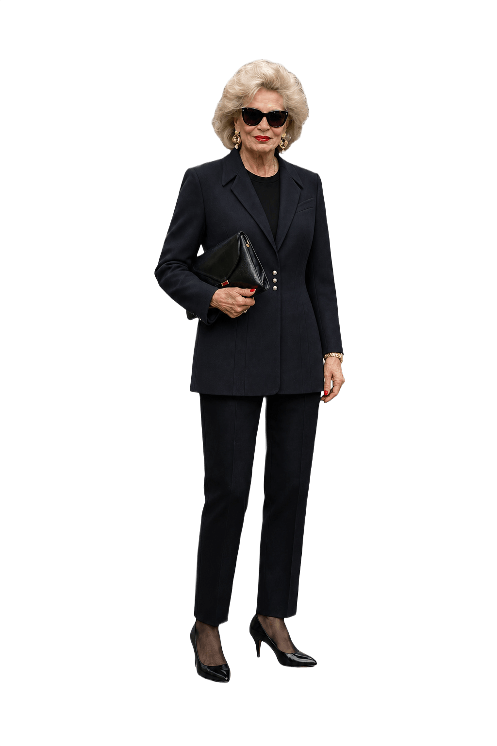 1980s Dark Navy Wool Blend Blazer - Model