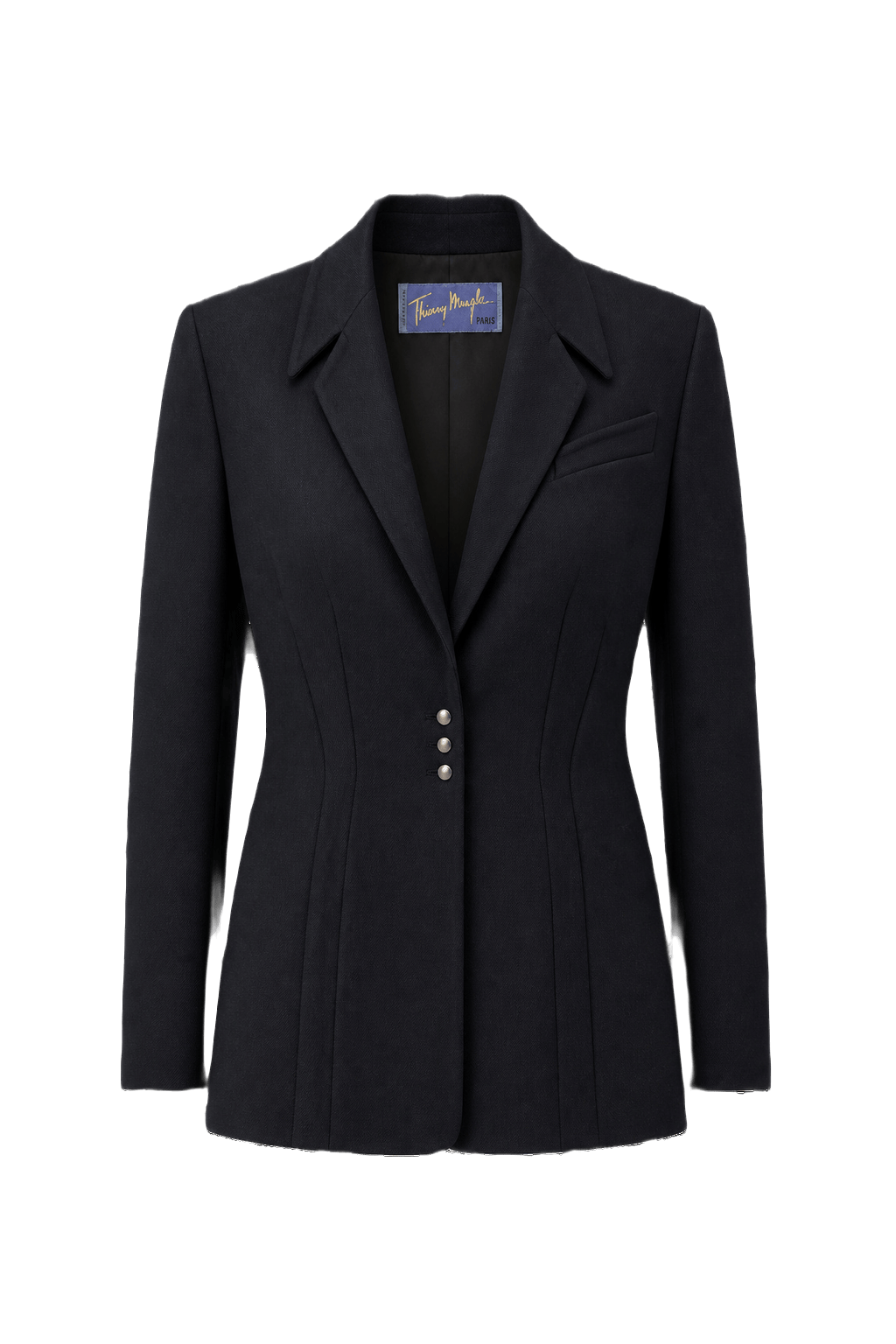 1980s Dark Navy Wool Blend Blazer - Front View