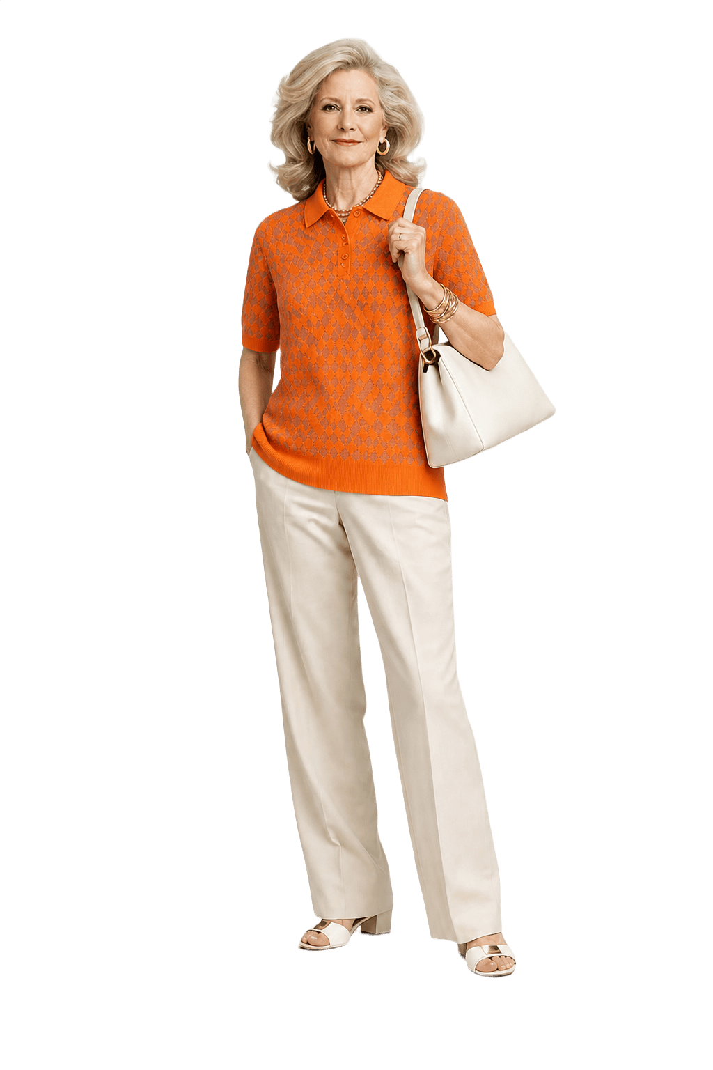 1980s Bright Orange Cotton Blend Knit Shirt - Model