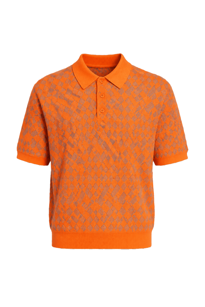 1980s Bright Orange Cotton Blend Knit Shirt - Front View
