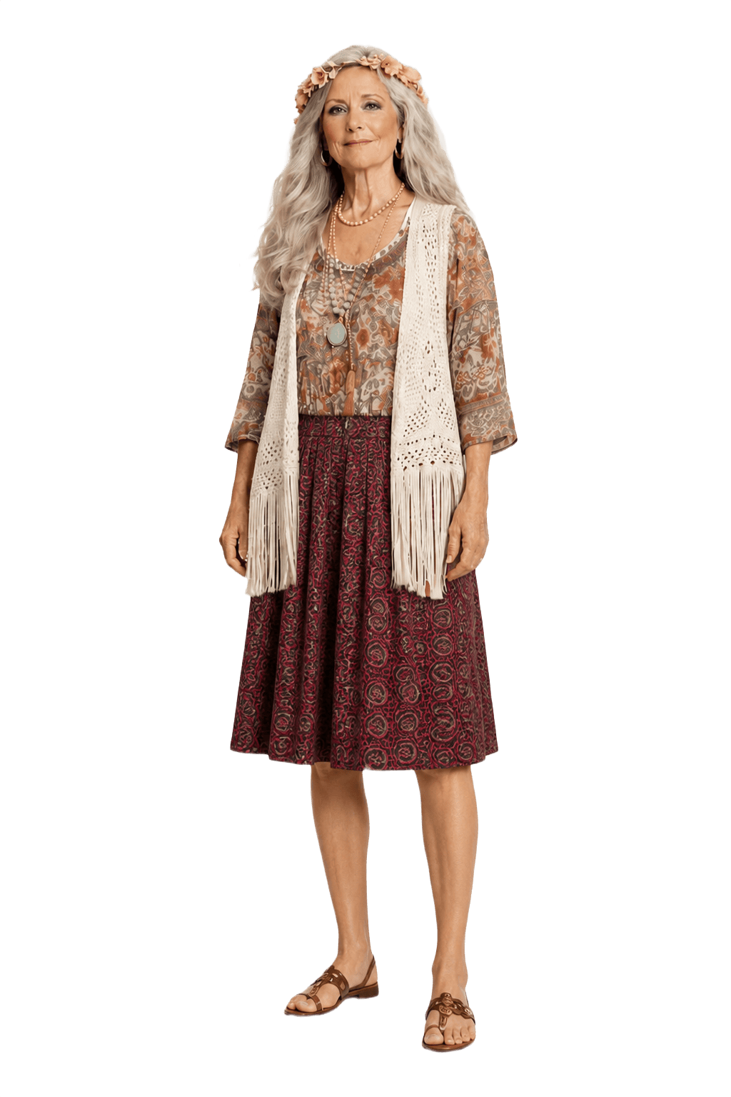 1970s Red Cotton Skirt - Model