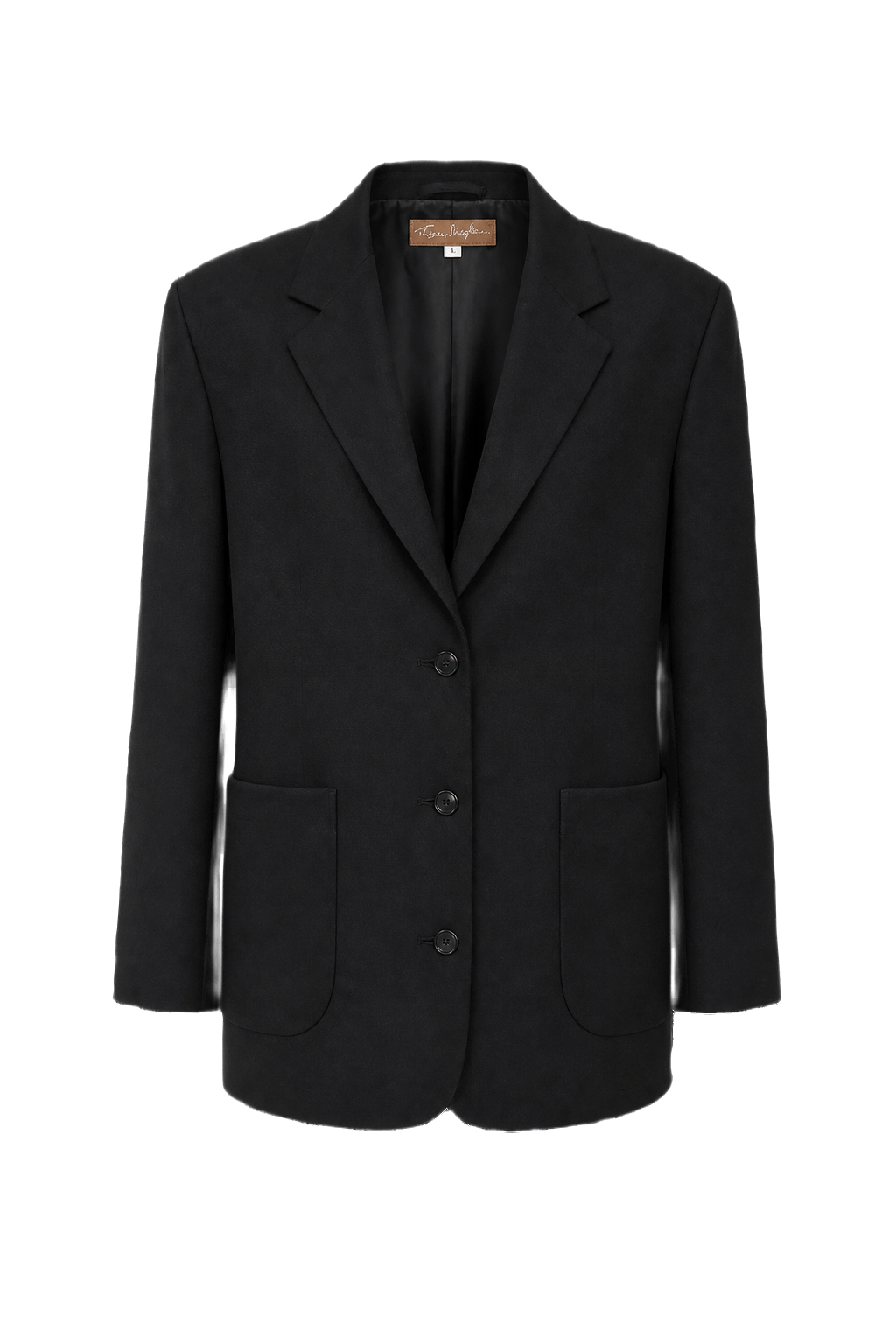 1980s Black Wool Blend Blazer - Front View