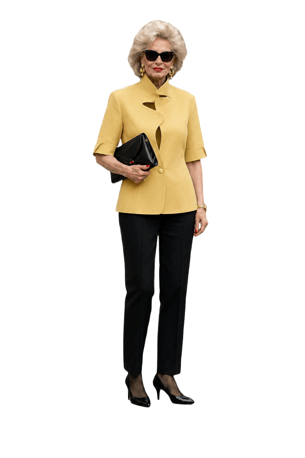 1980s Yellow Cotton Blouse - Model