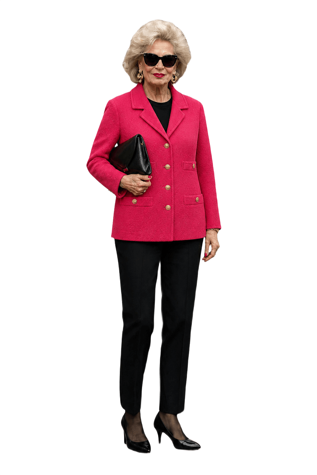 1980s Vibrant Pink Wool Blend Blazer - Model