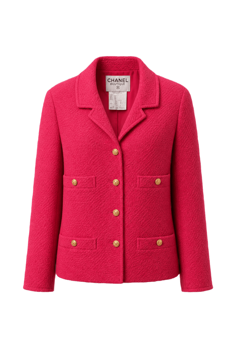 1980s Vibrant Pink Wool Blend Blazer - Front View