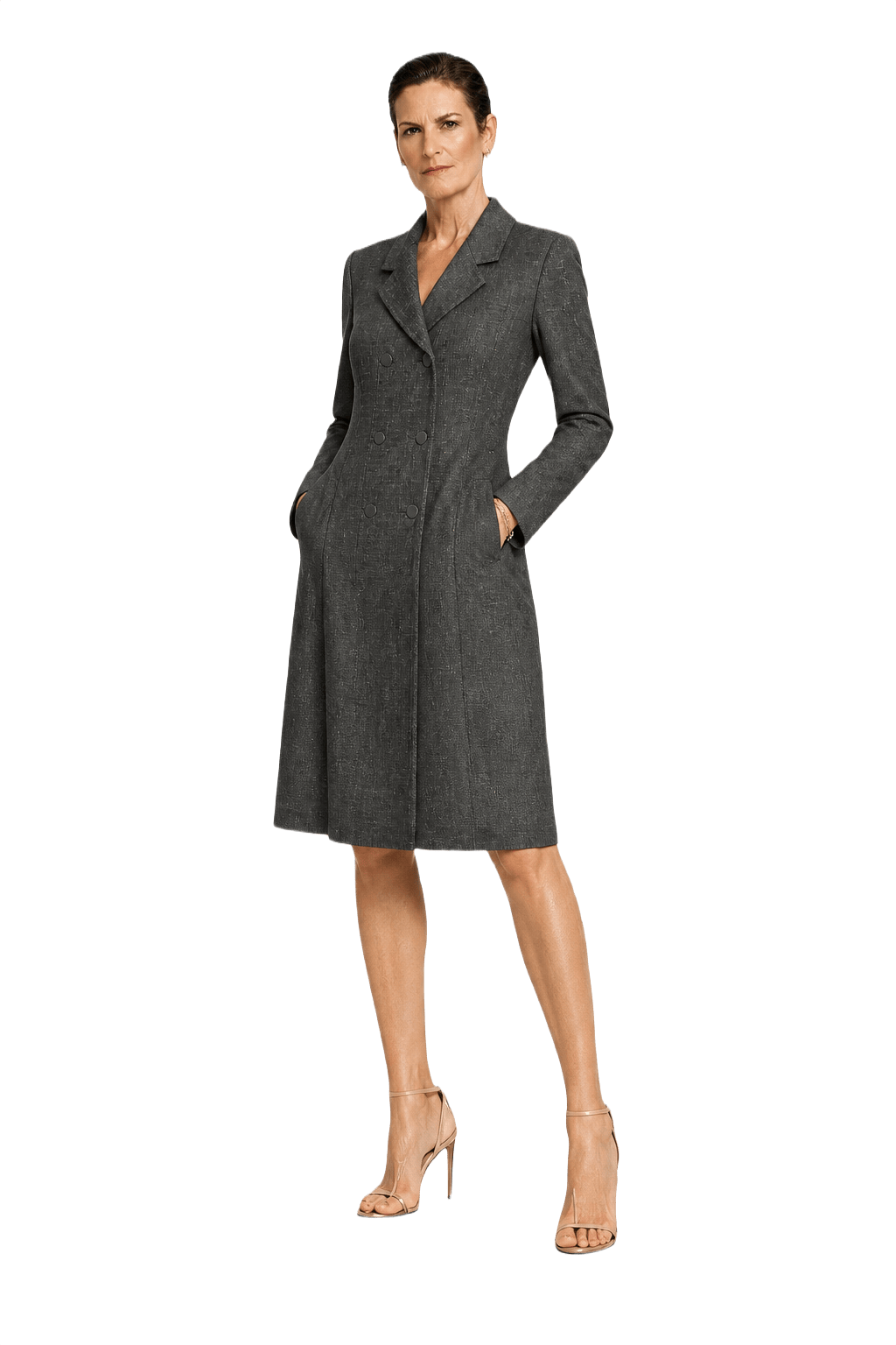 1990s Grey Wool Blend Coat - Model
