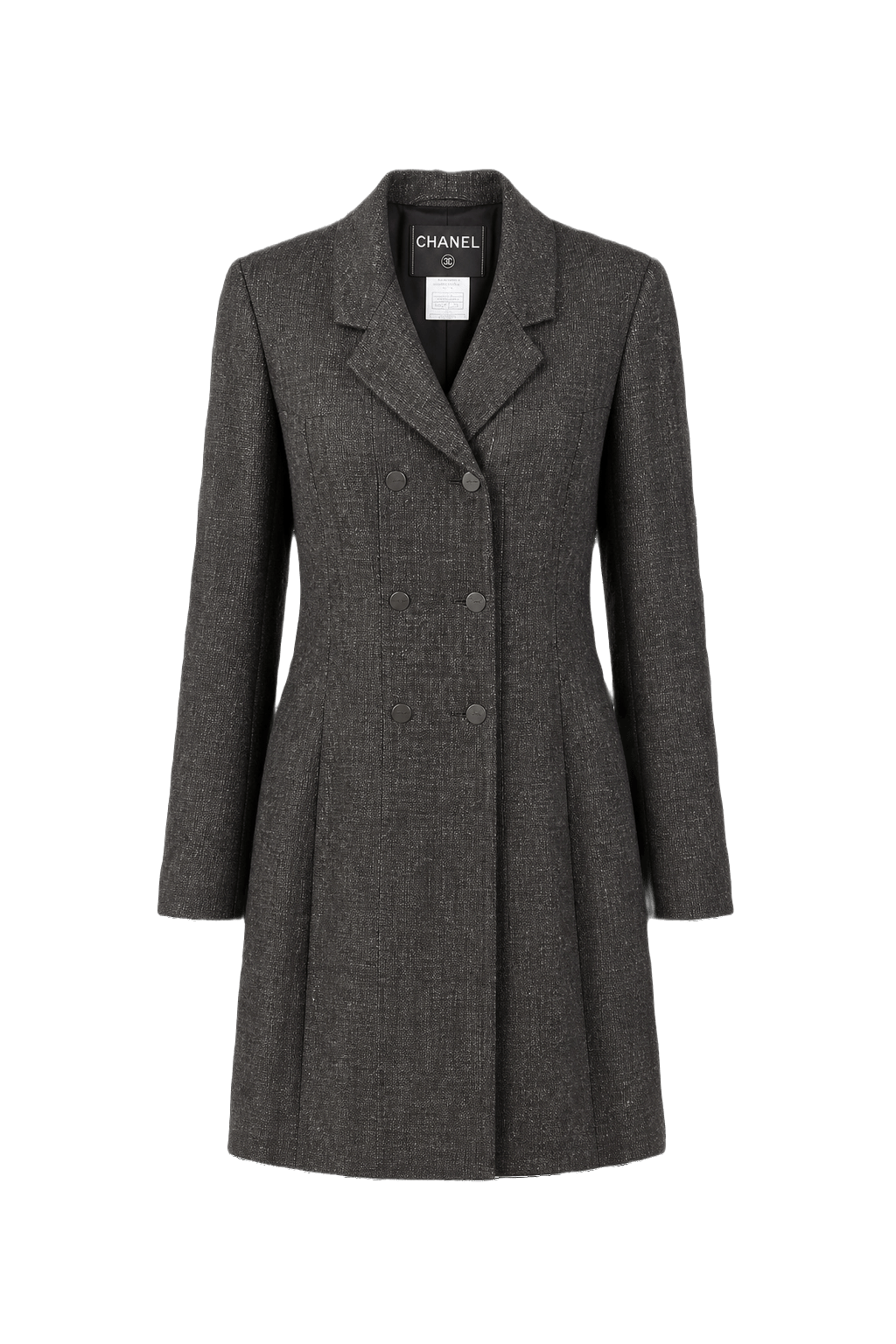 1990s Grey Wool Blend Coat - Front View