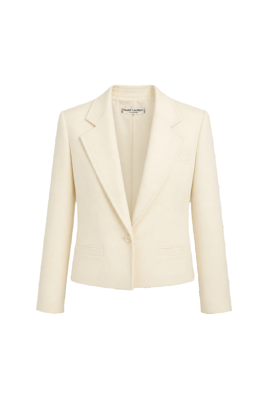 1970s Cream Wool Blend Blazer - Front View