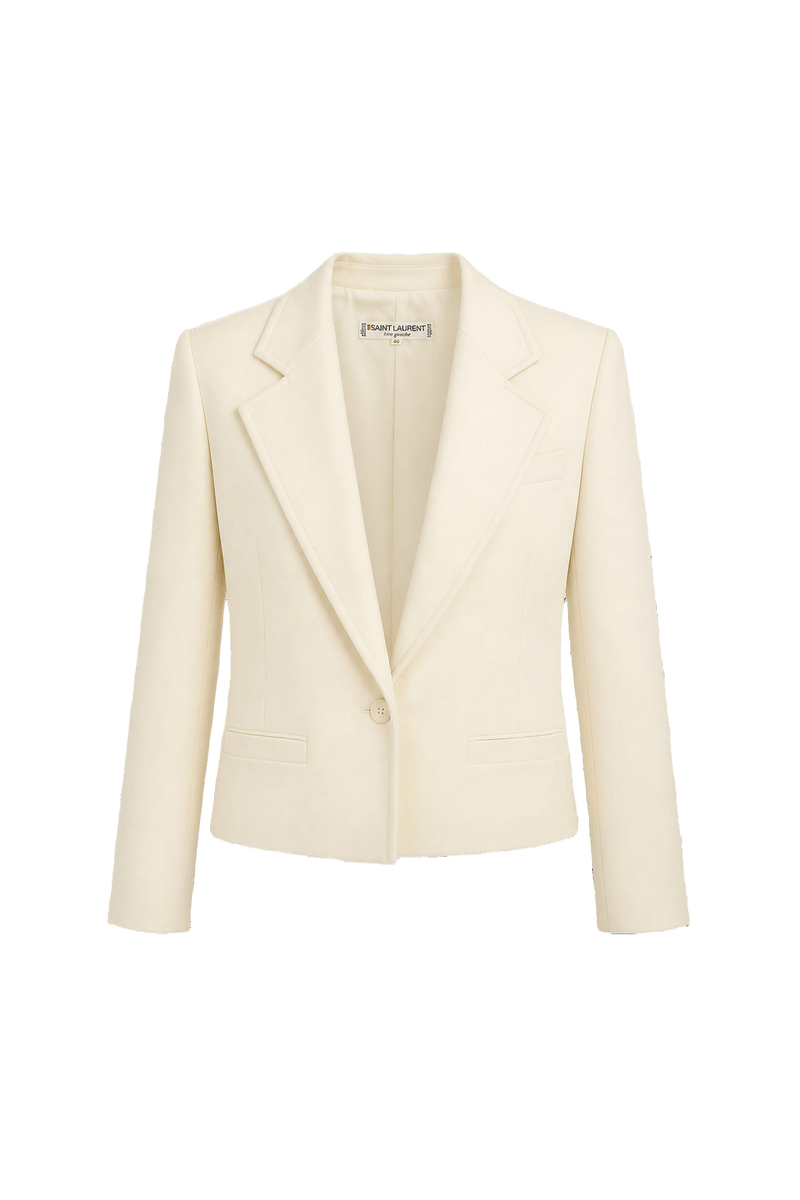 1970s Cream Wool Blend Blazer - Front View