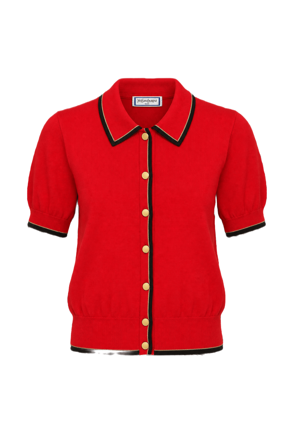 1970s Red Cotton Blend Blouse - Front View
