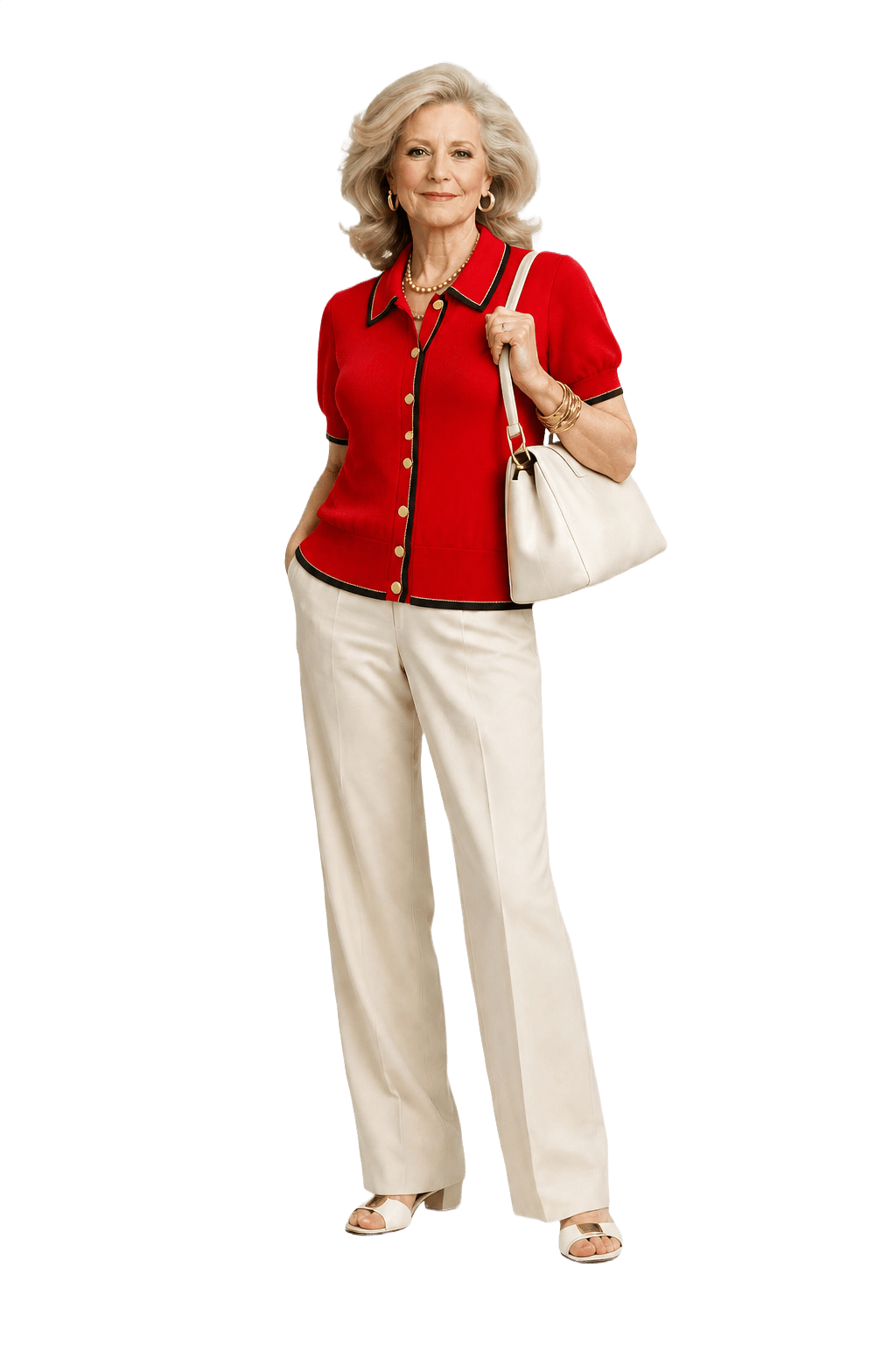1970s Red Cotton Blend Blouse - Model