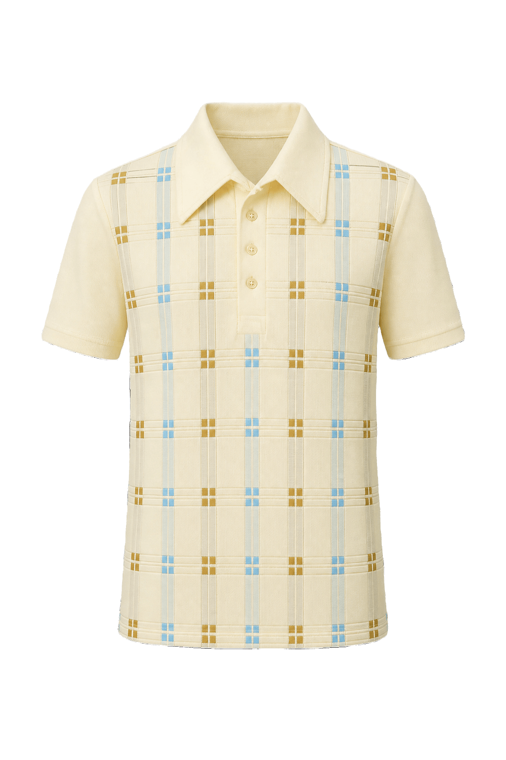 1960s Pale Yellow Cotton Blend Polo - Front View
