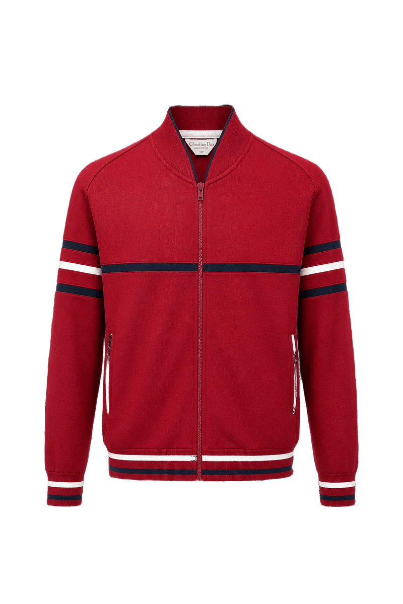 1980s Red Cotton Blend Jacket - Front View