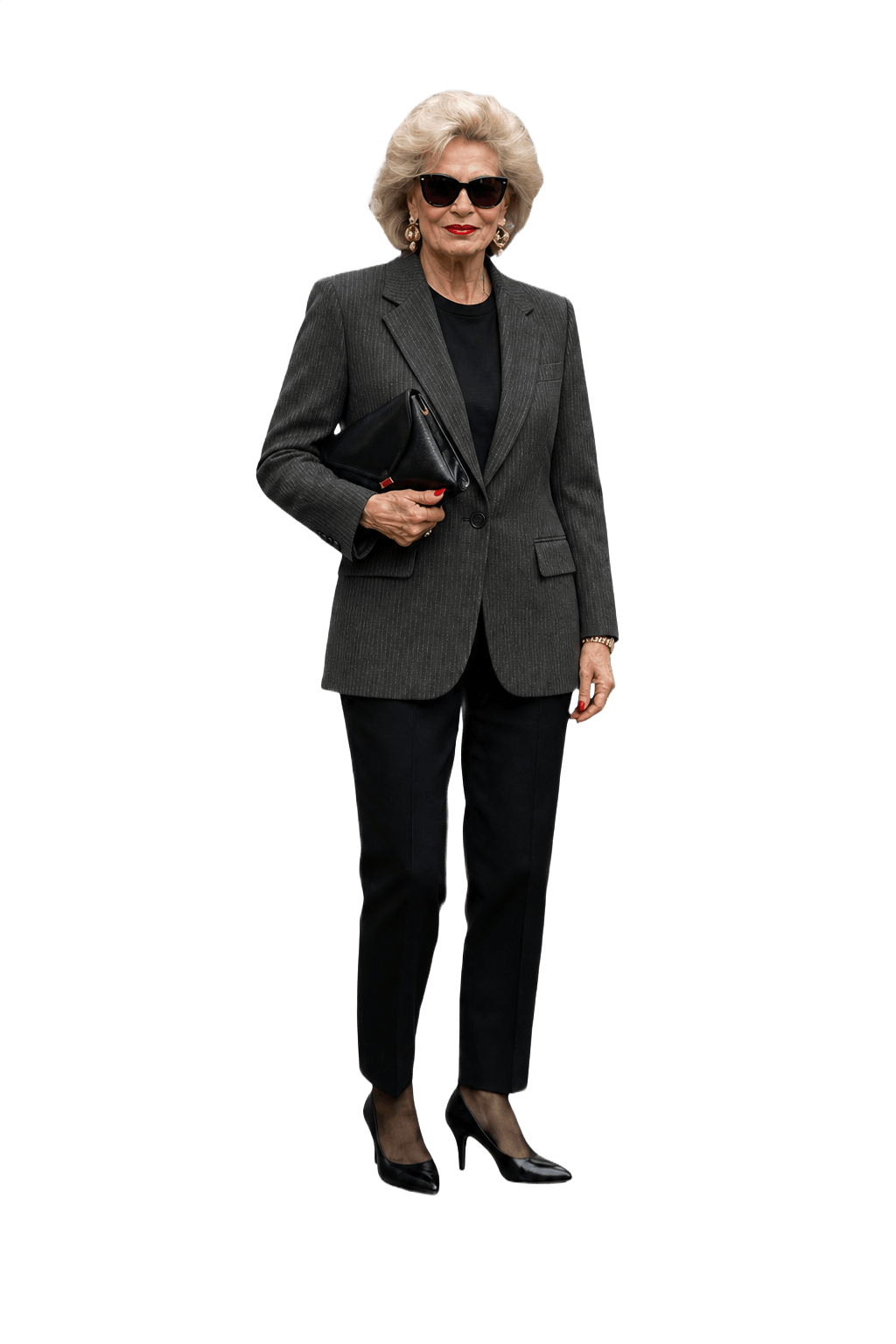 1980s Grey Wool Blend Blazer - Model