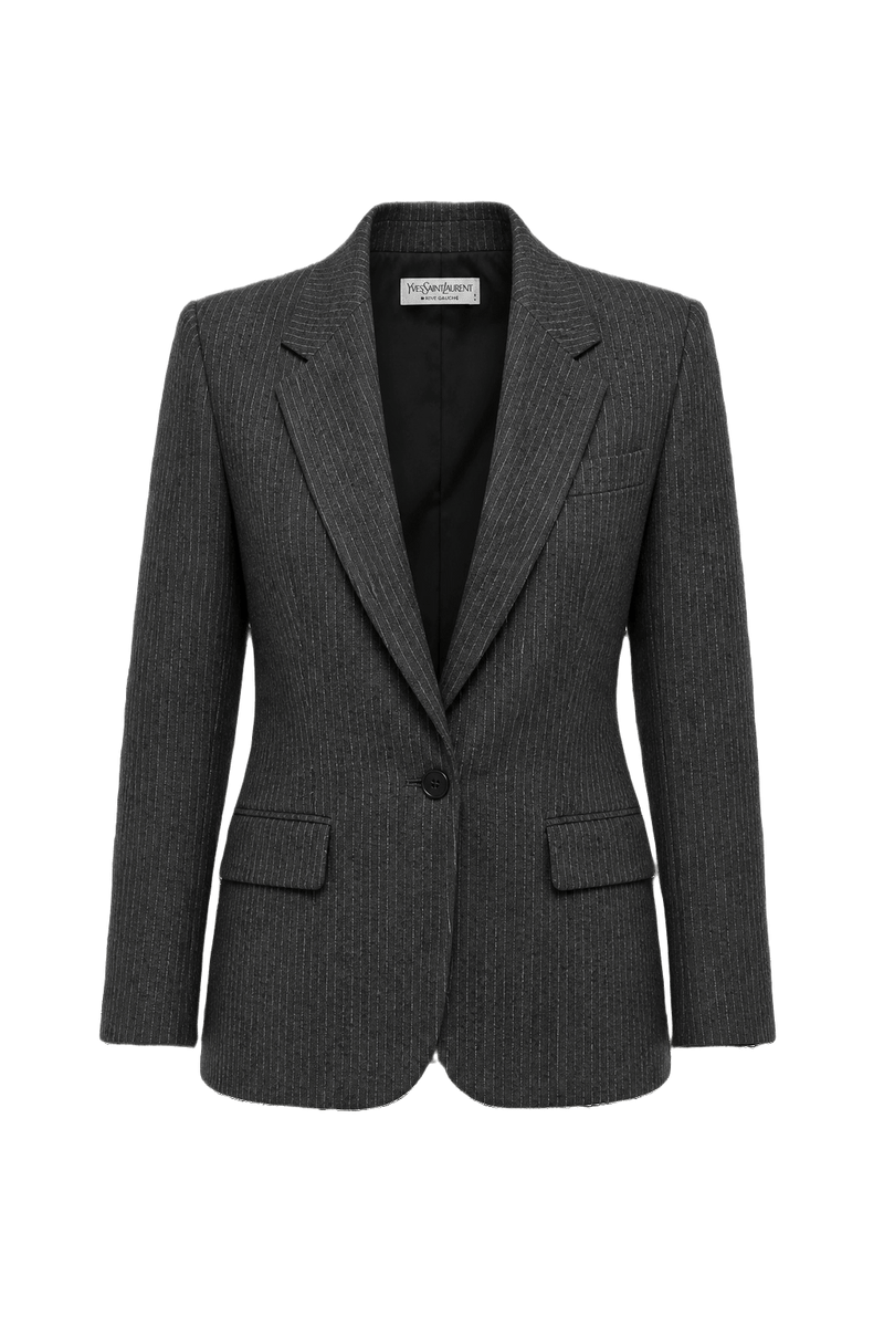 1980s Grey Wool Blend Blazer - Front View