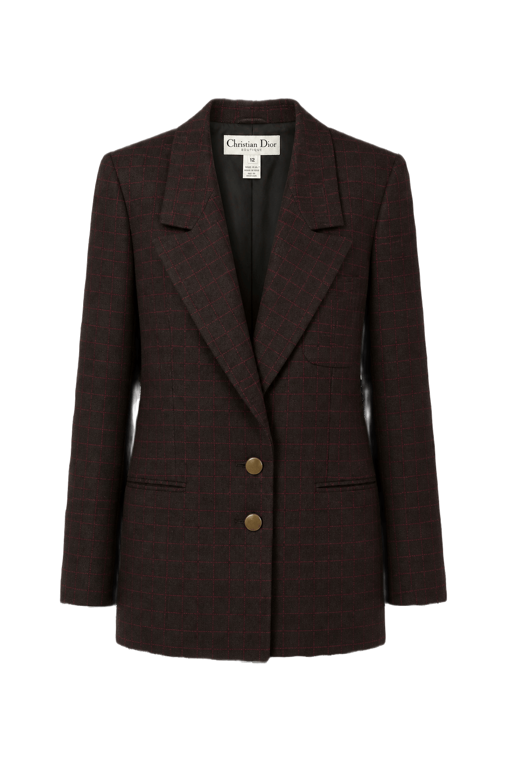 1980s Dark Green Wool Blend Blazer - Front View