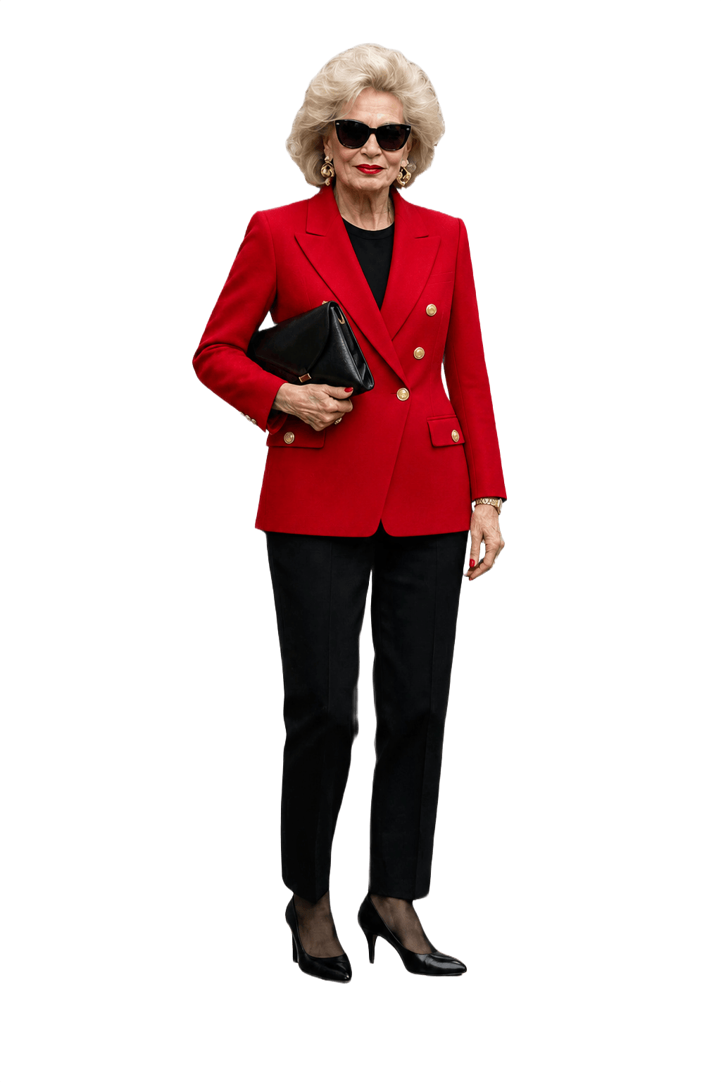 1980s Red Wool Blend Blazer - Model