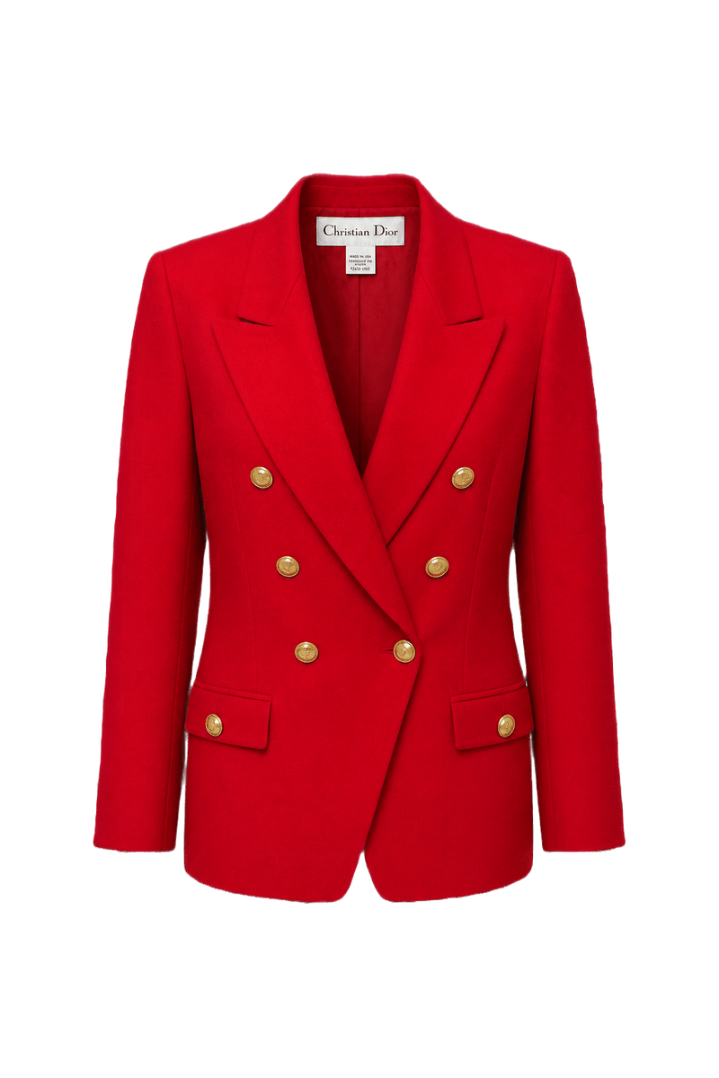 1980s Red Wool Blend Blazer - Front View