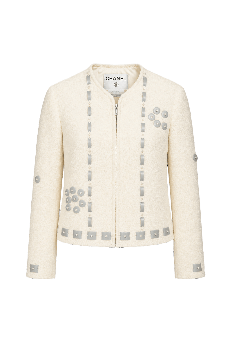[1990s] Cream Wool Blend Jacket - Front View