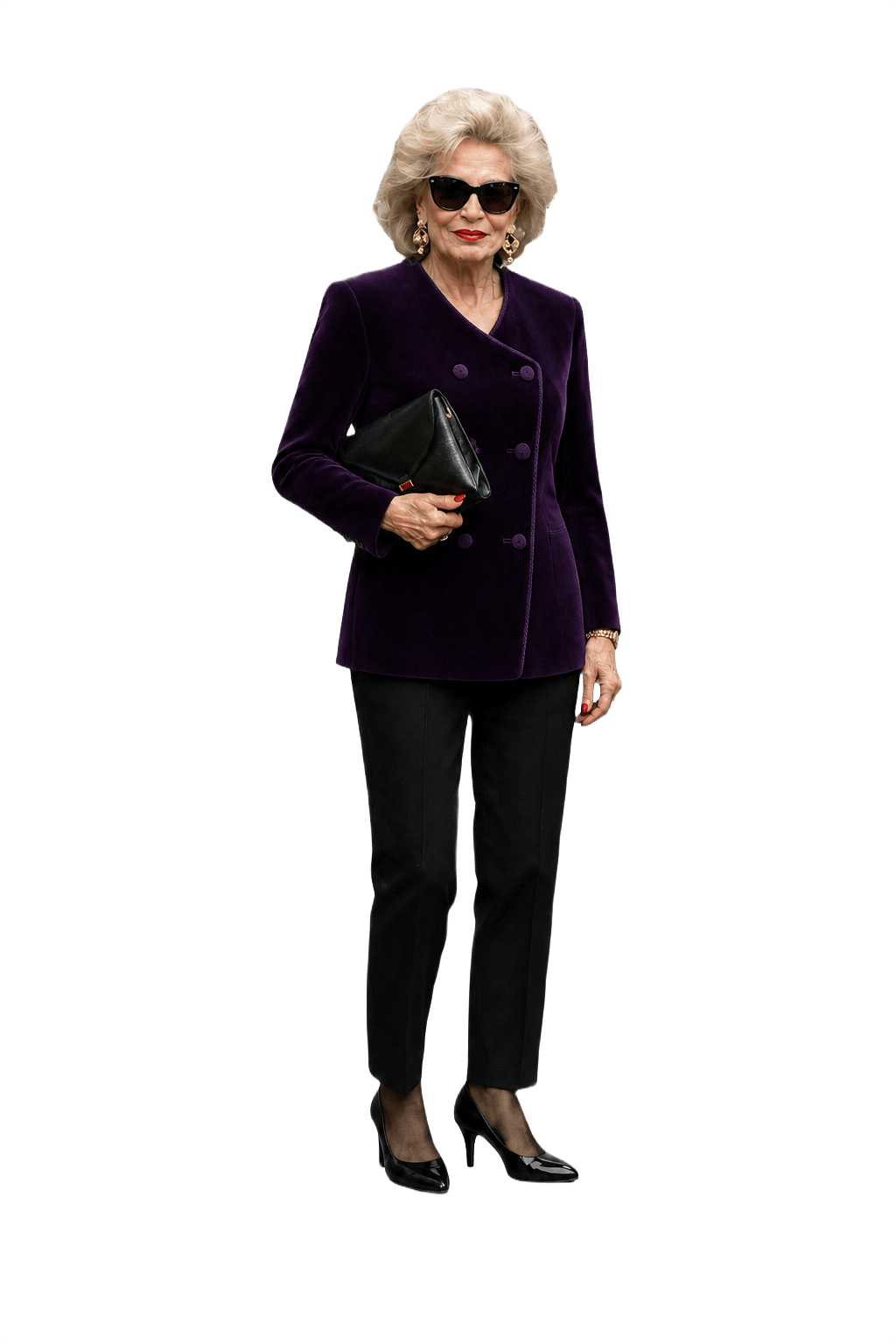 1980s Deep Purple Velvet Blazer - Model