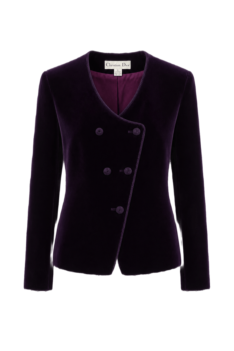 1980s Deep Purple Velvet Blazer - Front View