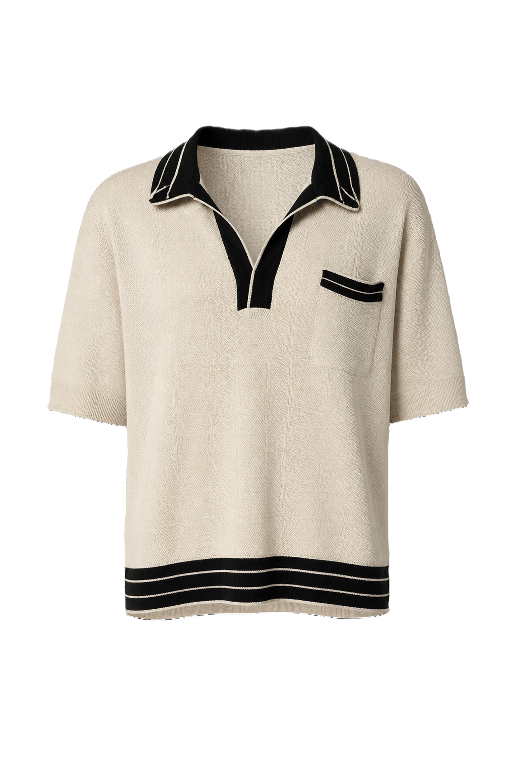 1960s Cream Cotton Blend Polo - Front View
