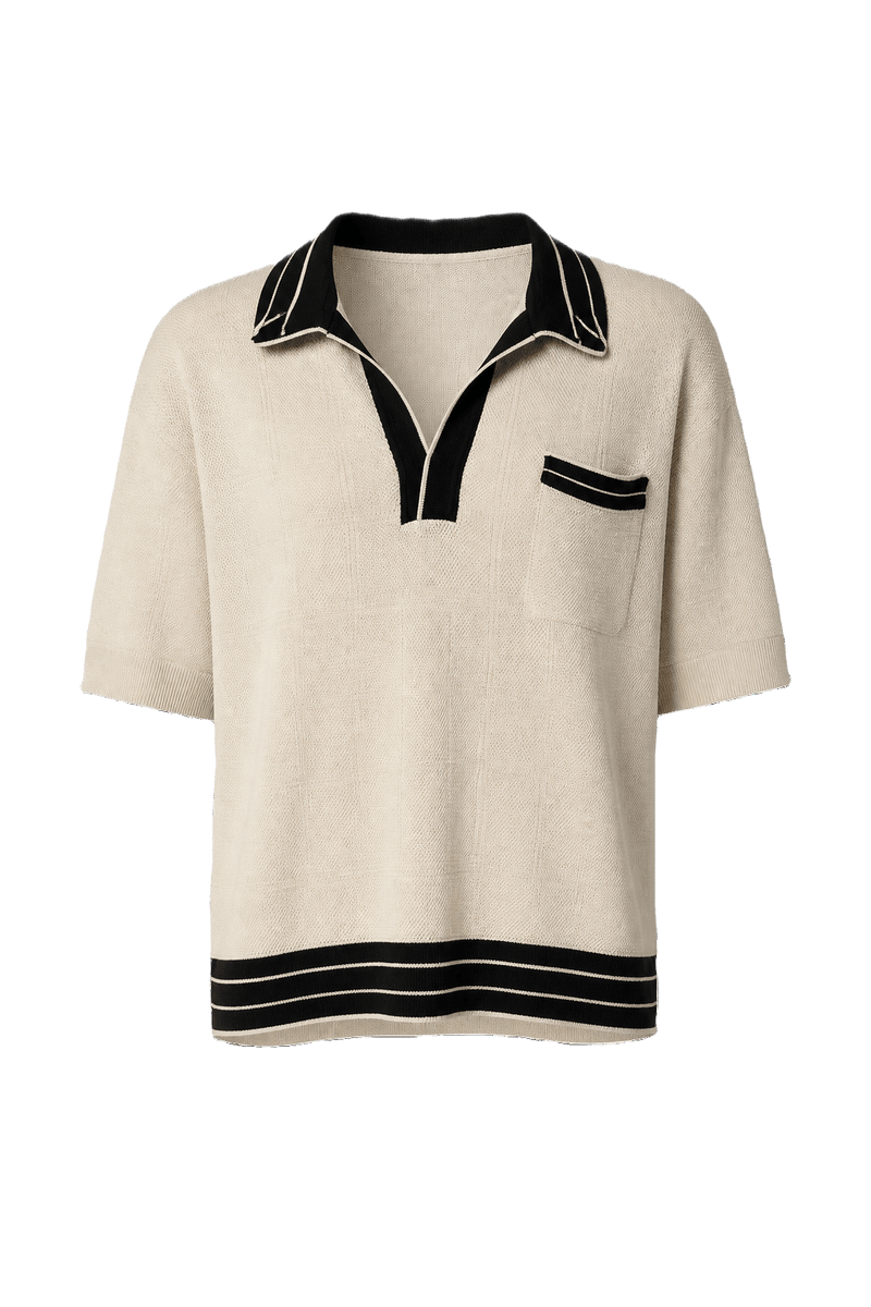 1960s Cream Cotton Blend Polo - Front View