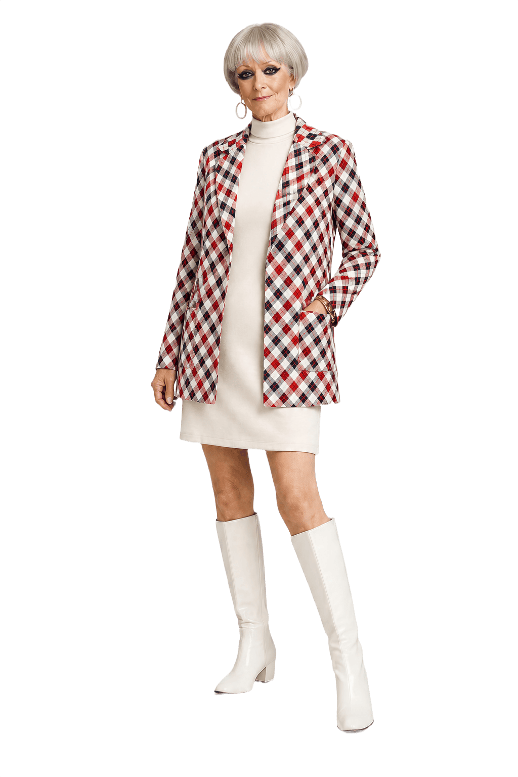 1960s Red Polyester Blend Blazer - Model