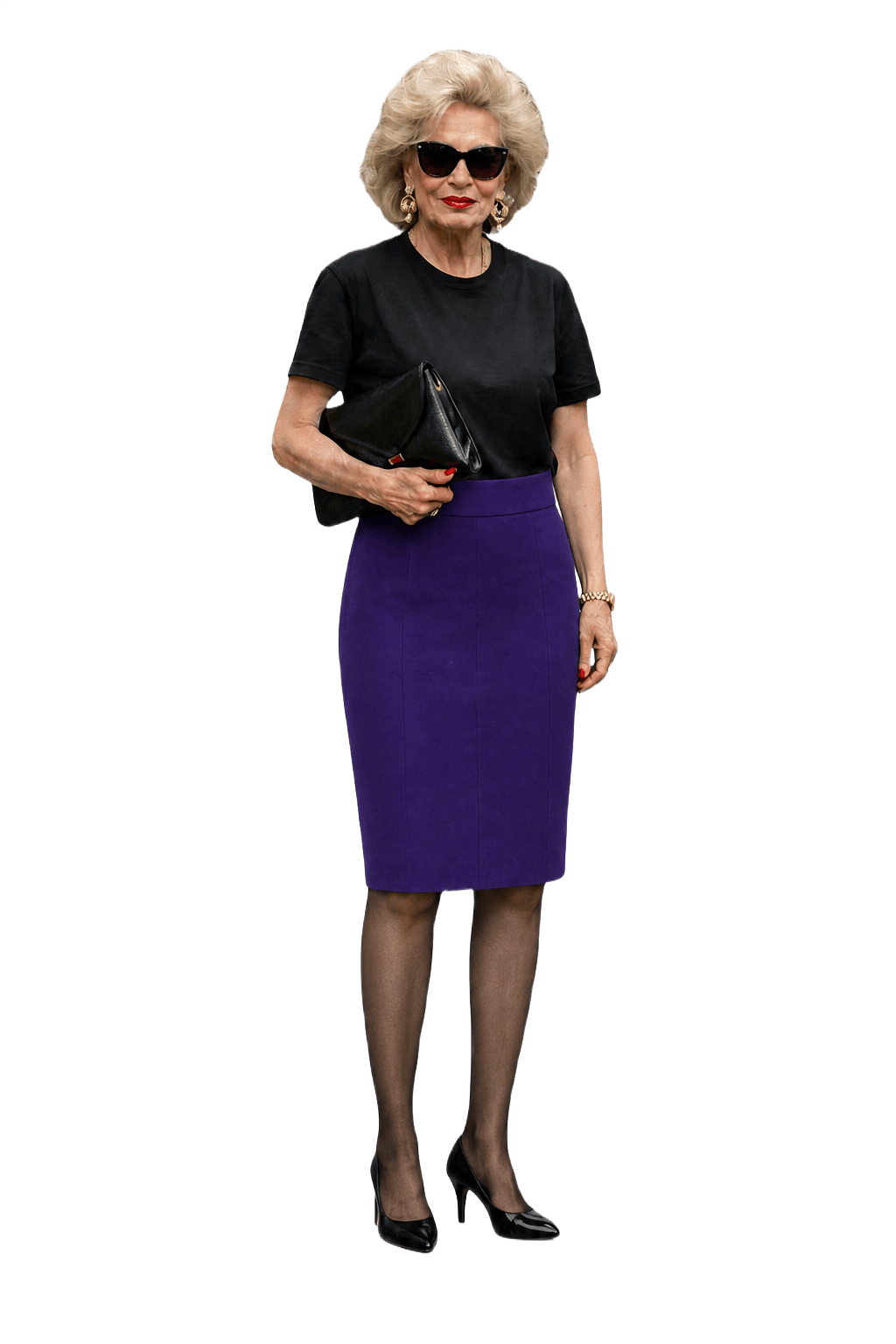 1980s Purple Cotton Blend Skirt - Model