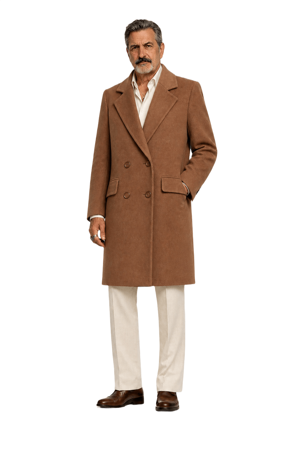 1980s Brown Wool Blend Coat - Model